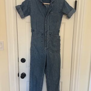 Alex Mill short sleeve jumpsuit in denim medium wash